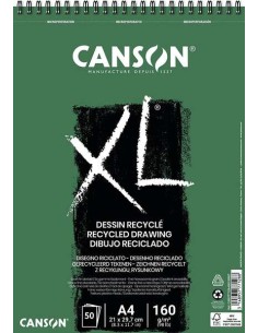 Carnet de croquis recyclé Canson XL 50 feuilles A4 - Spirale micro-perforée - Grain fin - 160 g - Blanc