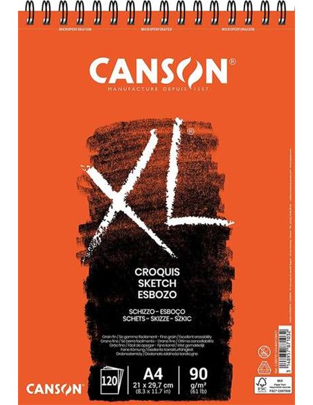 Bloc croquis Canson XL 120 feuilles A4 - Spirale microperforée - 21 x 29,7 cm - 90 g - Ivoire