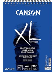 Bloc de papier aquarelle Canson XL Mix Media, 30 feuilles A4 - Grain moyen - Microperforé spirale - 21 x 29,7 cm - 300 g - Blanc