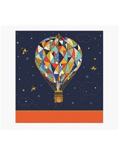 Carte illustrée Arabesque - 16 x 16 cm - Thème montgolfière - Trois volets non emballés - Enveloppe blanche incluse - Papier cer