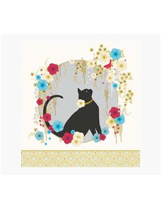 Carte Arabesque - 16 x 16 cm - Thème Chat Noir - Carte à trois volets non emballée - Enveloppe blanche incluse - Papier certifié