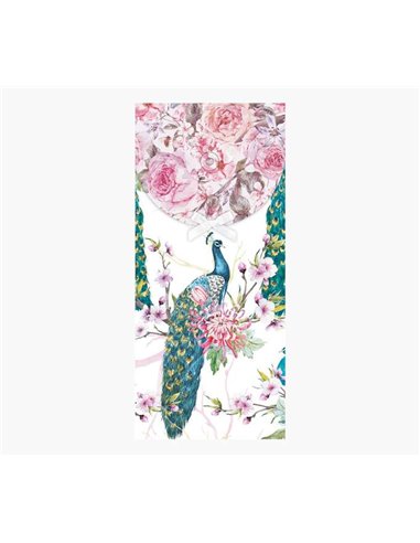 Cartes-cadeaux illustrées - Enveloppe verticale - Thème paon - 9,6 x 21,3 cm - Emballées individuellement sous cellophane - Enve