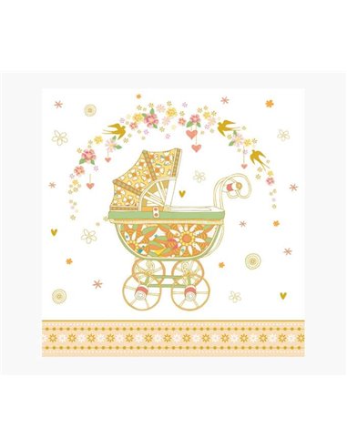 Carte illustrée Arabesque - 16 x 16 cm - Thème Naissance - Carte à trois volets non emballée - Enveloppe blanche incluse - Papie
