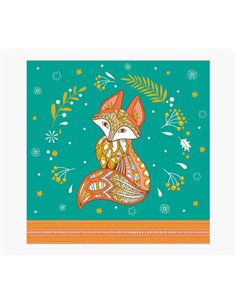 Carte Arabesque - 16 x 16 cm - Thème Renard - Carte à trois volets non emballée - Enveloppe blanche incluse - Papier certifié FS