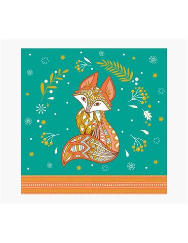 Carte Arabesque - 16 x 16 cm - Thème Renard - Carte à trois volets non emballée - Enveloppe blanche incluse - Papier certifié FS