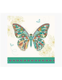 Carte Arabesque - 16 x 16 cm - Thème Papillon - Carte à trois volets non emballée - Enveloppe blanche incluse - Papier certifié 