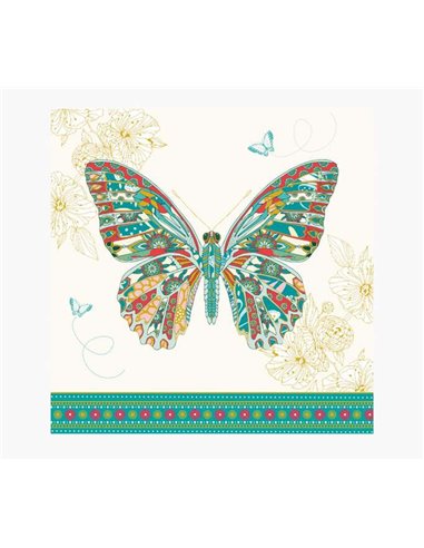 Carte Arabesque - 16 x 16 cm - Thème Papillon - Carte à trois volets non emballée - Enveloppe blanche incluse - Papier certifié 
