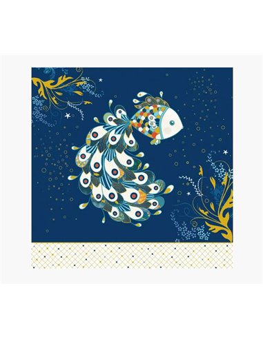 Carte Arabesque - 16 x 16 cm - Thème Poisson - Carte à trois volets non emballée - Enveloppe blanche incluse - Papier certifié F