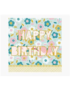 Carte Arabesque - 16 x 16 cm - Thème Joyeux Anniversaire - Carte à trois volets sans emballage - Enveloppe blanche incluse - Pap
