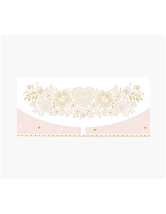 Cartes-cadeaux illustrées - Enveloppe horizontale - Thème cœurs et fleurs - 21,3 x 9,6 cm - Emballées individuellement sous cell