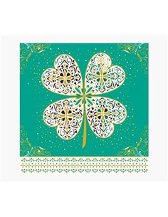 Carte illustrée Arabesque - 16 x 16 cm - Thème trèfle à quatre feuilles - Carte à trois volets non emballée - Enveloppe blanche 