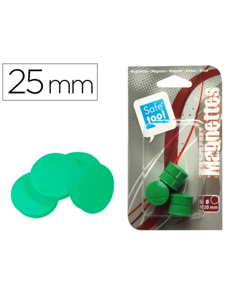 Aimant safetool rond afficher signaler diamètre 25mm coloris vert blister 5 unités