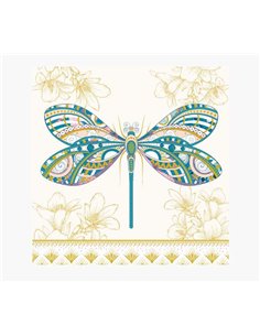 Carte Arabesque - 16 x 16 cm - Thème Libellule - Trois volets non emballés - Enveloppe blanche incluse - Papier certifié FSC