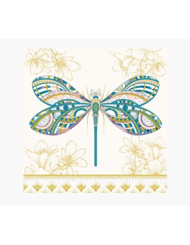 Carte Arabesque - 16 x 16 cm - Thème Libellule - Trois volets non emballés - Enveloppe blanche incluse - Papier certifié FSC