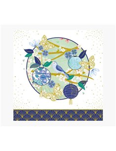 Carte illustrée Arabesque - 16 x 16 cm - Thème lanterne - Carte à trois volets - Enveloppe blanche incluse - Papier certifié FSC