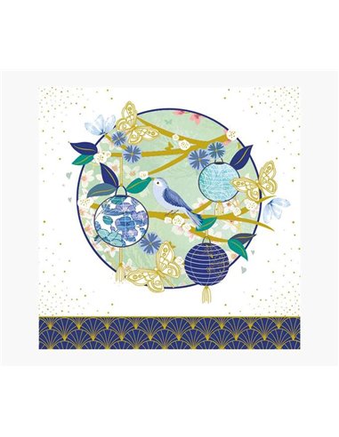 Carte illustrée Arabesque - 16 x 16 cm - Thème lanterne - Carte à trois volets - Enveloppe blanche incluse - Papier certifié FSC
