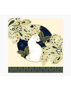 Carte illustrée Arabesque - 16 x 16 cm - Thème chat - Carte à trois volets - Enveloppe blanche incluse - Papier certifié FSC