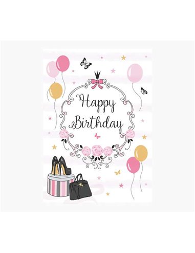 Carte illustrée en zigzag - 16 x 16 cm - Thème fête - Carte à trois volets sans emballage - Enveloppe blanche incluse - Papier c