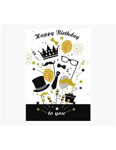 Carte illustrée en zigzag - 15 x 22 cm - Thème fête - Carte à trois volets sans emballage - Enveloppe blanche incluse - Papier c