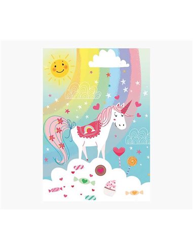 Carte illustrée Zig-Zag - 15 x 22 cm - Thème Licorne - Trois volets non emballés - Enveloppe blanche incluse - Papier certifié F