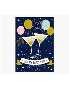 Carte illustrée en zigzag - 15 x 22 cm - Thème fête - Carte à trois volets sans emballage - Enveloppe blanche incluse - Papier c