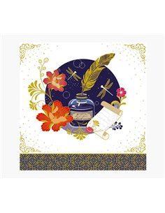 Carte illustrée Arabesque - 16 x 16 cm - Motif arabe - Carte à trois volets non emballée - Enveloppe blanche incluse - Imprimée 