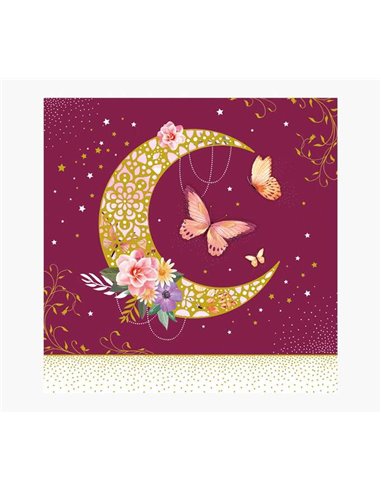 Carte illustrée Arabesque - 16 x 16 cm - Thème Lune - Carte à trois volets - Enveloppe blanche incluse - Papier certifié FSC