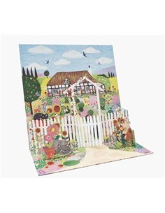 Carte pop-up 3D Pictura - 16 x 16 cm - Thème maison de campagne - Emballage individuel - Enveloppe blanche incluse - Papier cert