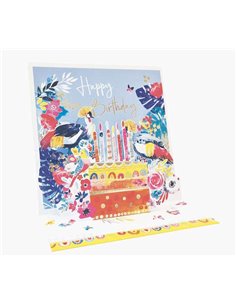 Carte pop-up 3D Pictura - 16 x 16 cm - Thème gâteau d'anniversaire - Emballage individuel - Enveloppe blanche incluse - Papier c