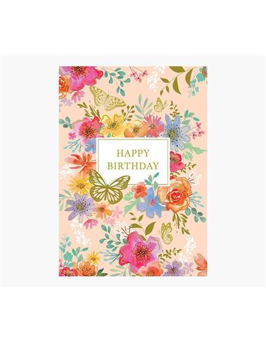 Carte illustrée Zig-Zag - 15 x 22 cm - Thème floral - Carte à trois volets sans emballage - Enveloppe blanche incluse - Imprimée