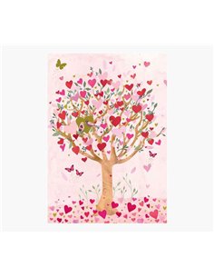 Carte illustrée Zig-Zag - 15 x 22 cm - Thème cœurs - Carte à trois volets sans emballage - Enveloppe blanche incluse - Papier ce