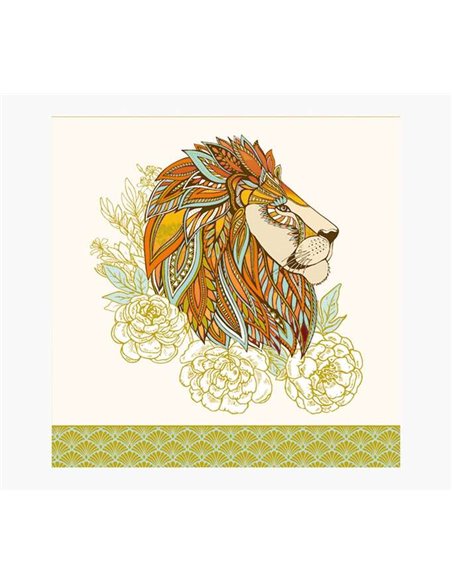 Carte Arabesque - 16 x 16 cm - Thème Lion - Carte à trois volets - Enveloppe blanche incluse - Papier certifié FSC