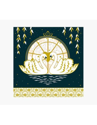 Carte illustrée Arabesque - 16 x 16 cm - Thème cygne - Carte à trois volets - Enveloppe blanche incluse - Papier certifié FSC