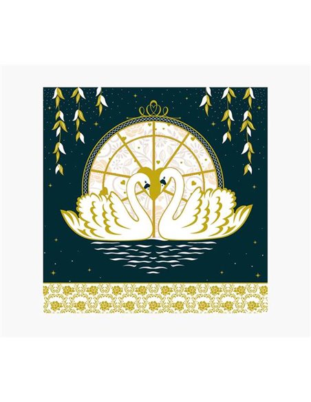 Carte illustrée Arabesque - 16 x 16 cm - Thème cygne - Carte à trois volets - Enveloppe blanche incluse - Papier certifié FSC