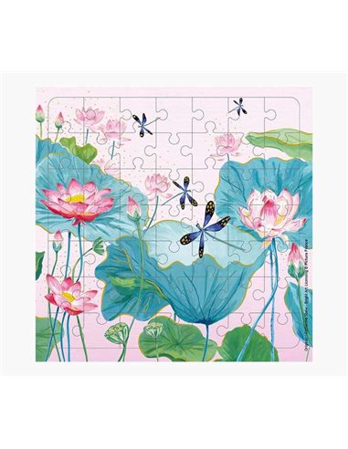 Puzzle photo - 15,5 x 15,5 cm - Thème Libellule - 49 pièces - Carte pliée et enveloppe blanche incluses - Certifié FSC