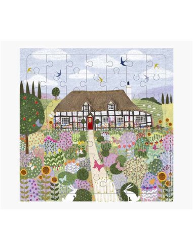 Puzzle photo - 15,5 x 15,5 cm - Thème maison de campagne - 49 pièces - Comprend une carte pliée et une enveloppe blanche - Certi