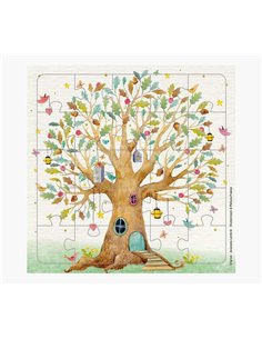 Puzzle photo - 15,5 x 15,5 cm - Thème Cabane dans les arbres - 25 pièces - Carte pliée et enveloppe blanche incluses - Certifié 