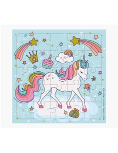 Puzzle Licorne - 15,5 x 15,5 cm - 25 pièces - Thème Licorne - Carte pliée et enveloppe blanche incluses - Certifié FSC