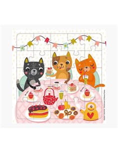 Carte puzzle chat - 15,5 x 15,5 cm - 25 pièces - Thème félin - Enveloppe blanche incluse - Certification FSC