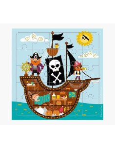 Puzzle Pirate - 15,5 x 15,5 cm - 25 pièces - Thème Pirate - Carte pliée et enveloppe blanche incluses - Certifié FSC
