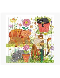 Carte puzzle chat - 15,5 x 15,5 cm - 49 pièces - Thème félin - Enveloppe blanche incluse - Certification FSC