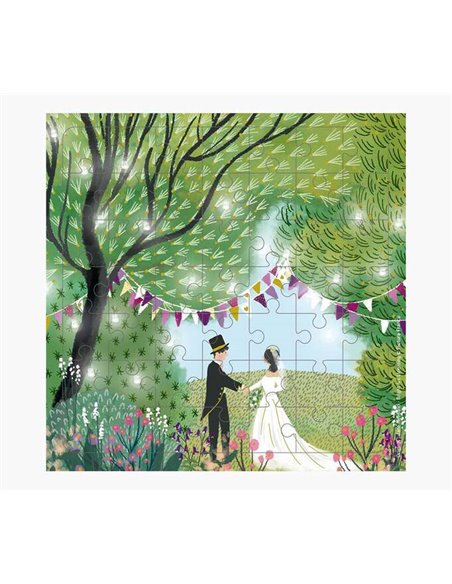 Carte puzzle photo - 15,5 x 15,5 cm - Thème mariage - 49 pièces - Carte pliée incluse - Sous cellophane - Enveloppe blanche incl