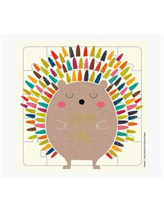 Puzzle photo - 25 pièces - Thème hérisson - 15,5 x 15,5 cm - Carte pliée incluse - Emballé sous cellophane - Enveloppe blanche i