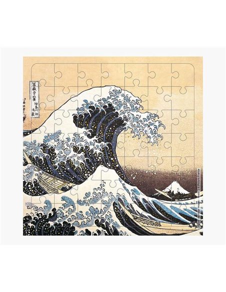 Puzzle photo - 15,5 x 15,5 cm - Thème La Grande Vague de Kanagawa - 49 pièces - Carte pliée et enveloppe blanche incluses - Cert