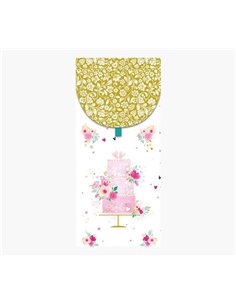 Cartes d'argent illustrées - 9,6 x 21,3 cm - Format vertical pour des cadeaux élégants - Thème gâteau - Emballées individuelleme