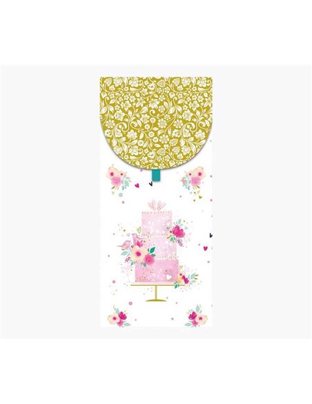 Cartes d'argent illustrées - 9,6 x 21,3 cm - Format vertical pour des cadeaux élégants - Thème gâteau - Emballées individuelleme