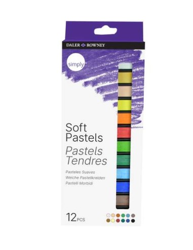 Pastels tendres Daler Rowney, lot de 12 – Pour une grande variété de surfaces – Faciles à utiliser – Couleurs assorties
