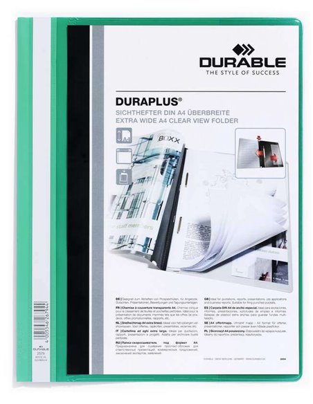 Chemise à fermeture Duraplus durable - Format A4+ - Compartiment intérieur - Couverture arrière verte