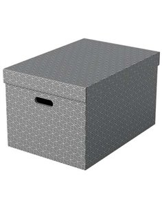 Lot de 3 grandes boîtes de rangement Esselte avec couvercles 355 x 305 x 510 mm - Carton 100 % recyclé et recyclable - Poignées 