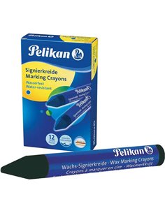 Lot de 12 marqueurs à cire Pelikan – Imperméables – Effaçables – Idéals pour surligner du texte – Noir